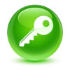 36264816 - key icon glassy green button